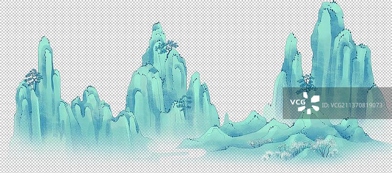 中国青山山峰国潮插画图片素材