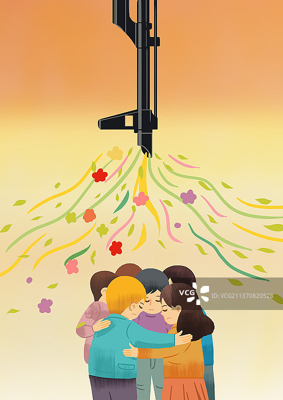 国家战争维护世界和平反战创意保护儿童想象力插画图片素材