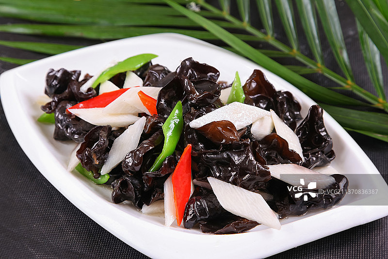 中餐美食-木耳炒山药图片素材