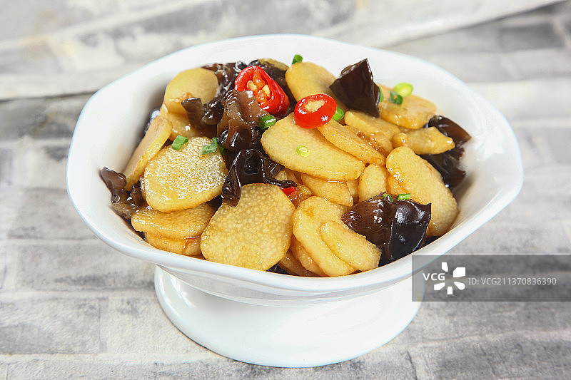 中餐美食-木耳炒山药图片素材