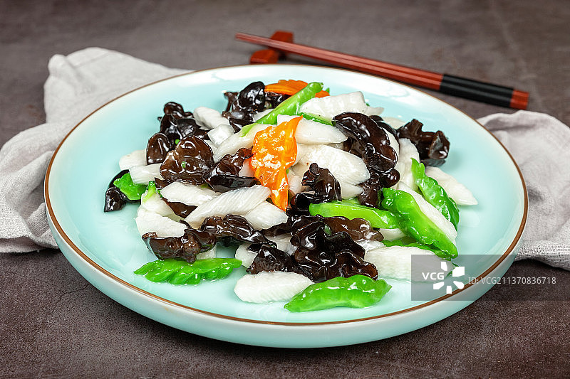 中餐美食-淮山炒木耳图片素材