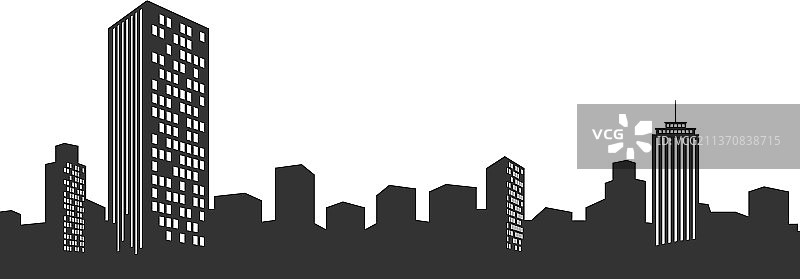 城市天际线黑色城市景观剪影图片素材