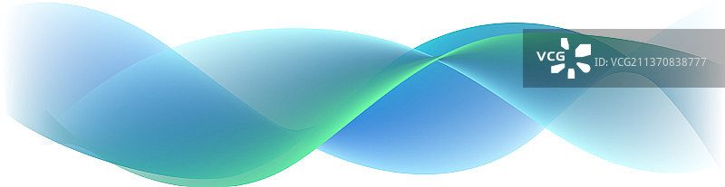 具有平滑绿色混合半透明效果的蓝色波浪图片素材