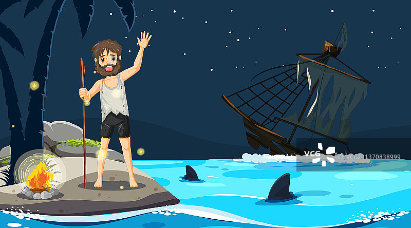 荒岛上的男人图片素材