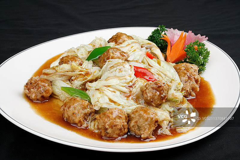 中餐美食-白菜溜丸子图片素材