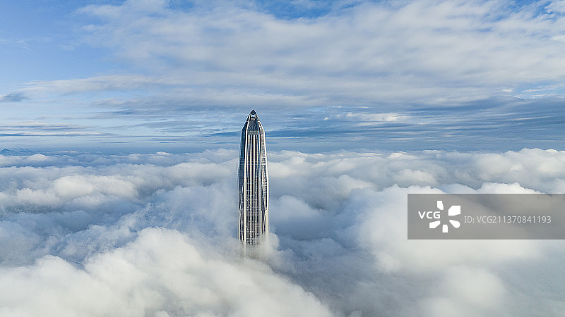 深圳航拍平安风景云雾大片图片素材