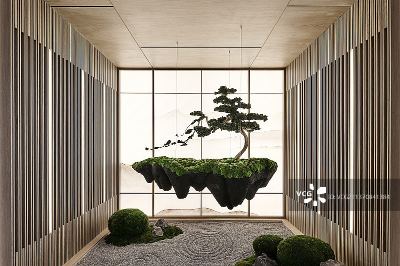 现代室内家具样板房悬空景观图片素材