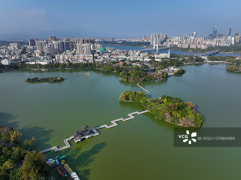 广东省惠州市惠城区惠州西湖5A国家级名胜风景区航拍图片素材