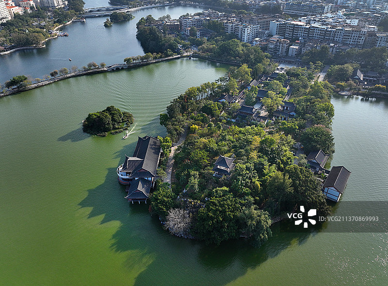 广东省惠州市惠城区惠州西湖5A国家级名胜风景区航拍图片素材