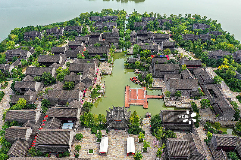 潘安水镇建筑+江苏省徐州市贾汪区潘安湖湿地公园潘安水镇图片素材