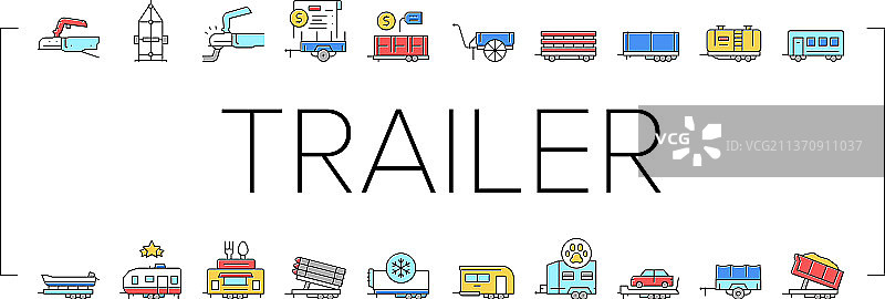 拖车运输系列图标图片素材