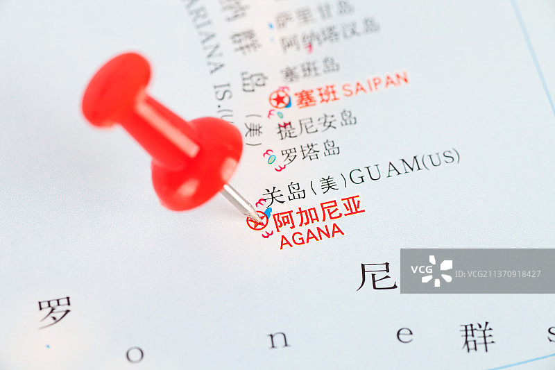 地图上被标注的关岛首府阿加尼亚图片素材