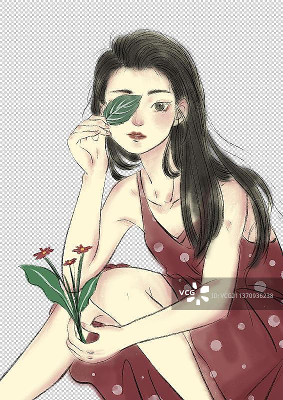 女孩插画图片素材