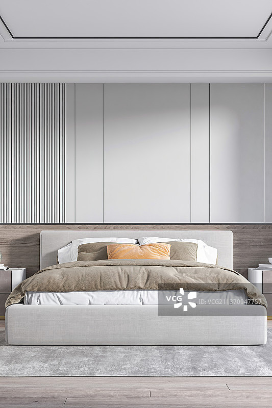 现代简约风格卧室温馨大床房图片素材