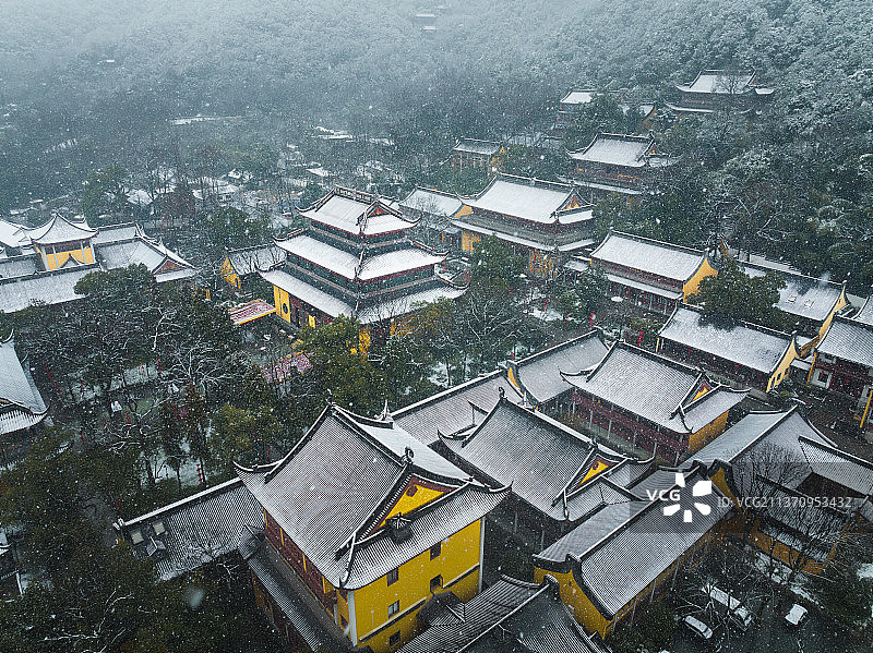 灵隐寺飞雪图片素材