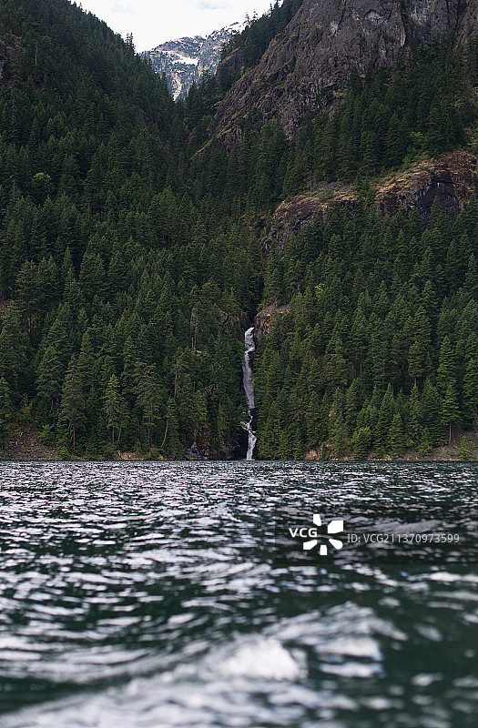印度尼西亚武吉丁宜森林中树木间的河流风景图片素材