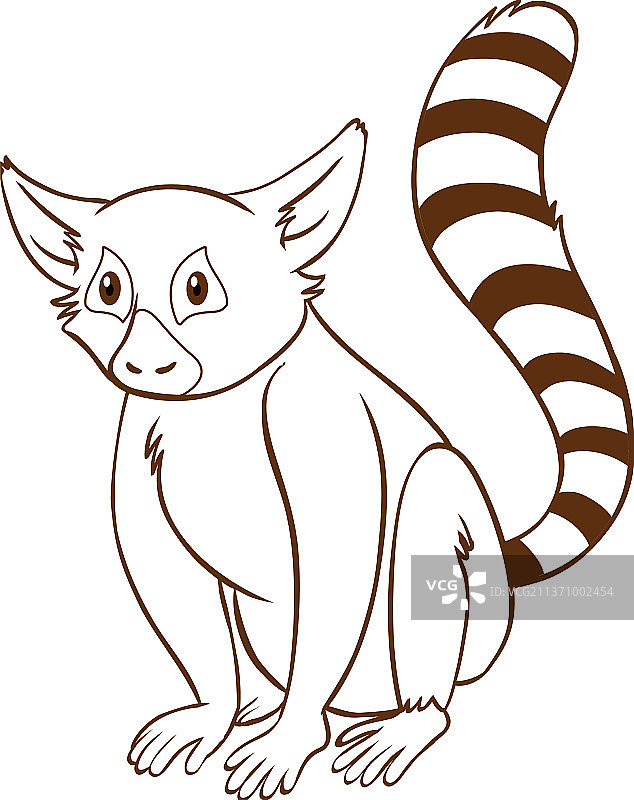 白色背景上的涂鸦风格狐猴图片素材