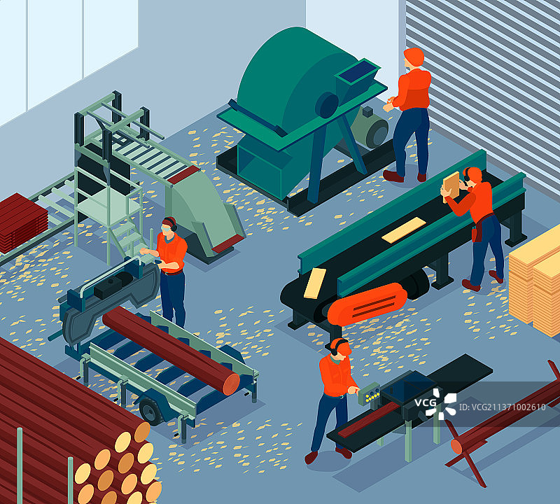 2.5D室内锯木厂场景图片素材