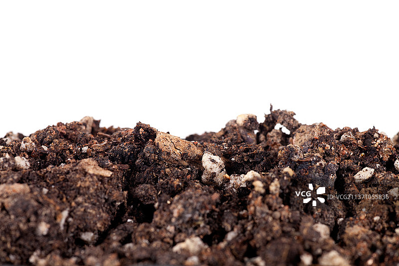 白背景上的土壤特写图片素材