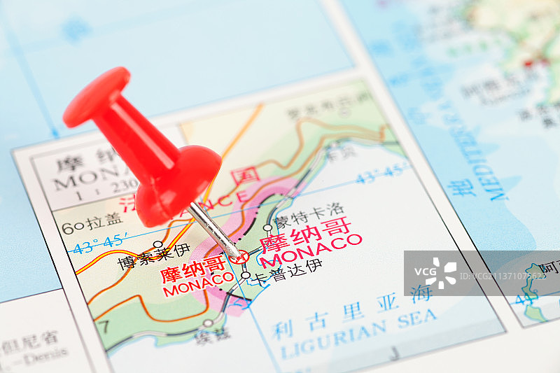 摩纳哥在地图上的位置标注图片素材