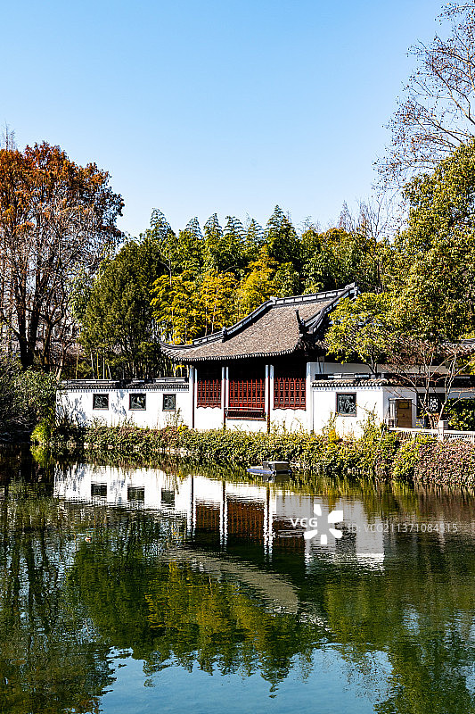 初春的上海嘉定南翔古猗园湖泊池塘亭台楼榭自然园林景观图片素材