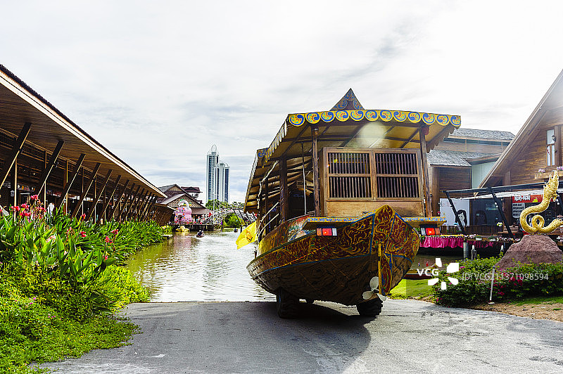 亚洲泰国芭提雅四方水上市场图片素材