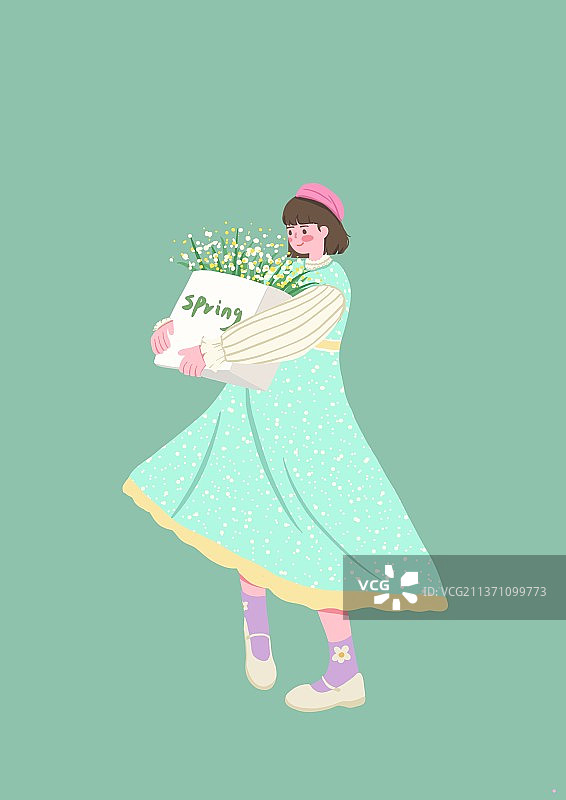 春日少女图片素材