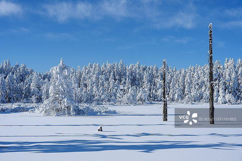 冬季瓦屋山被冰封的鸳鸯池图片素材