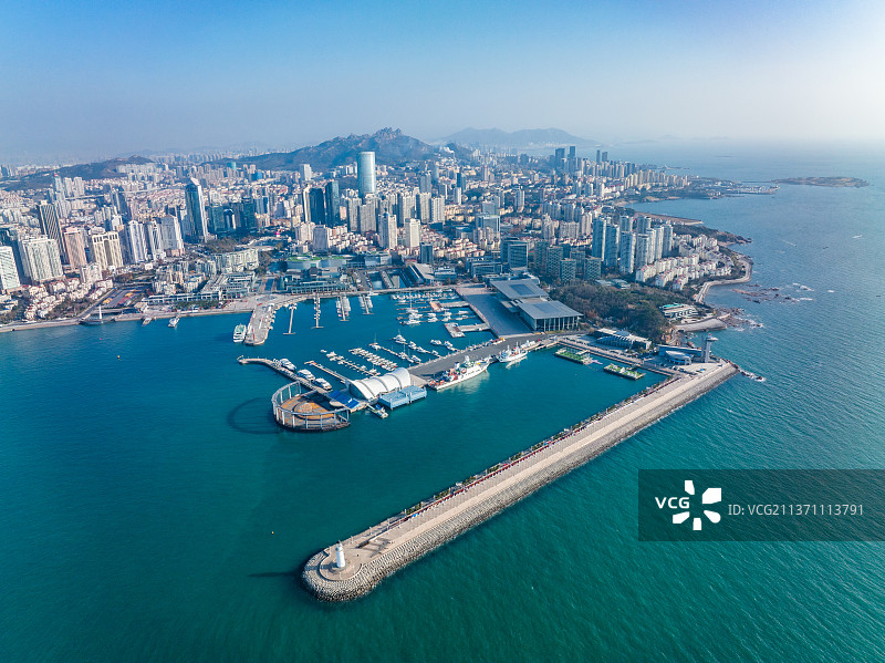 青岛奥帆中心情人坝海景风光图片素材