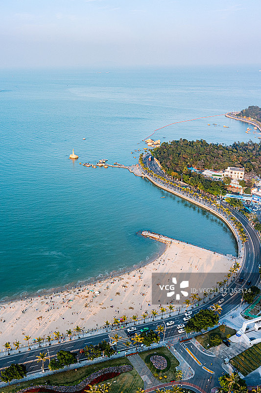 航拍珠海情侣路香炉湾沙滩图片素材