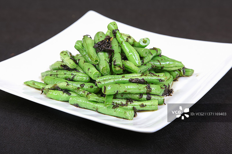 中餐美食-榄菜四季豆图片素材