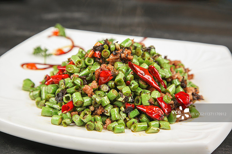 中餐美食-榄菜四季豆图片素材