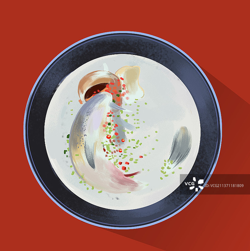 湖南传统美食水煮鱼元素插画图片素材