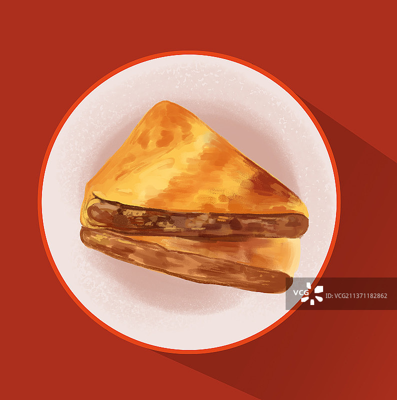 新疆西安传统美食牛肉饼元素插画图片素材