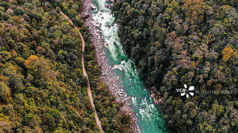 航拍独龙江图片素材