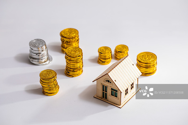 房子，金币，金钱，放大镜，指南针，计算器，房地产行业，房产投资图片素材