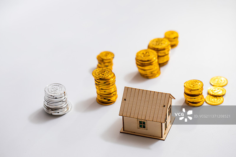 房子，金币，金钱，放大镜，指南针，计算器，房地产行业，房产投资图片素材