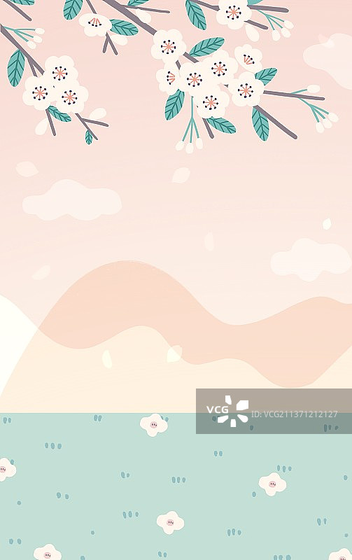 春季出游-樱花树下背景图片素材