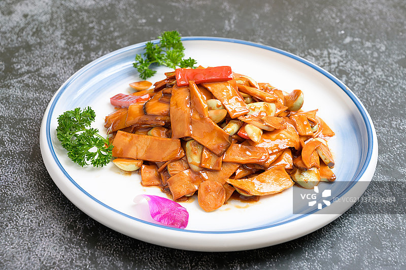 中餐美食-腊八蒜炒杏鲍菇图片素材