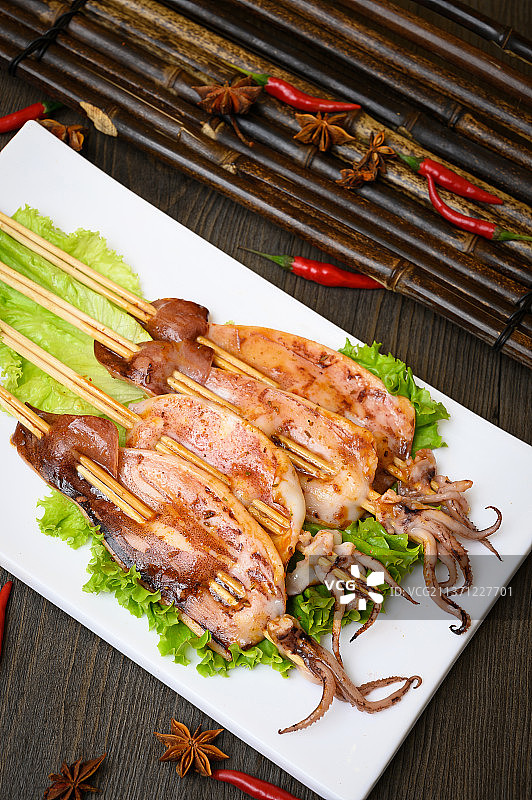 中餐美食-烤鱿鱼图片素材
