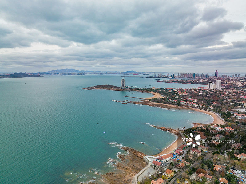 青海大桥湾小岛湾八大关城市海景风光图片素材