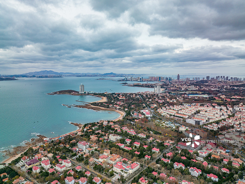 青海大桥湾小岛湾八大关城市海景风光图片素材