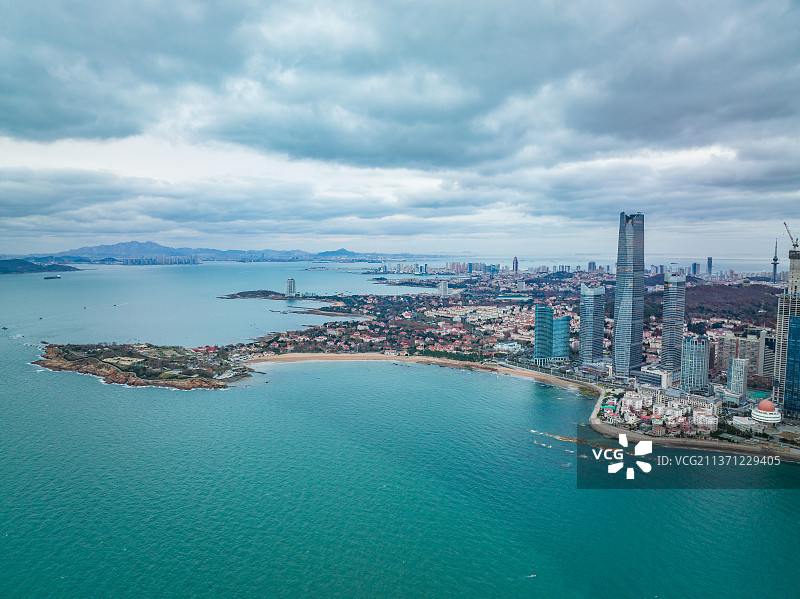 青海大桥湾小岛湾八大关城市海景风光图片素材