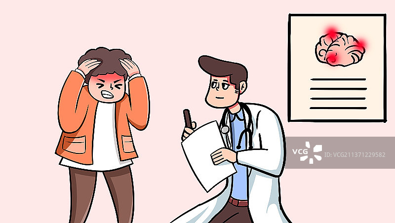 卡通手绘头疼插画图片素材