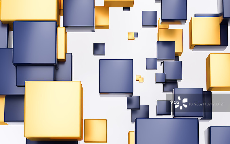 白色背景下的聚集的立方体结构3D渲染图片素材