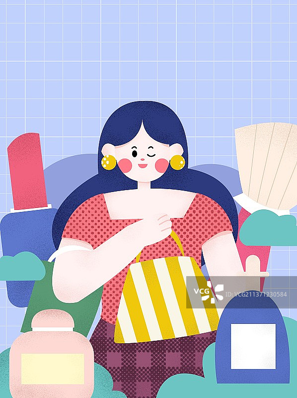 扁平人物 少女 美妆图片素材