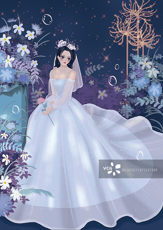 蓝色婚纱图片素材