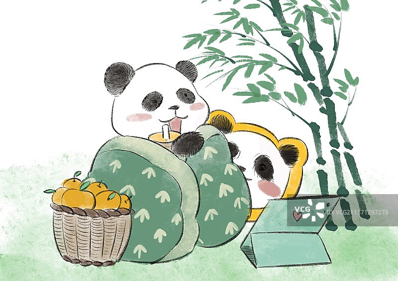 宅家熊猫图片素材