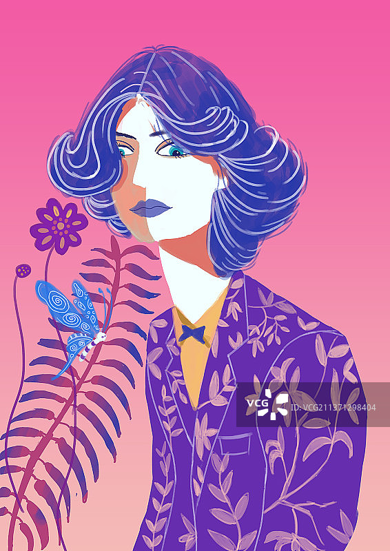 蓝色头发的男孩图片素材