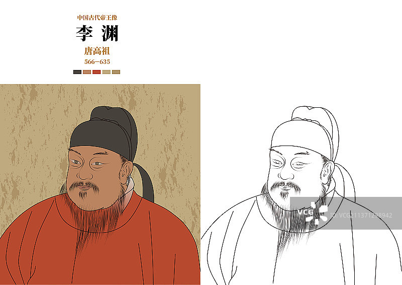 中国古代帝王像-唐高祖李渊图片素材